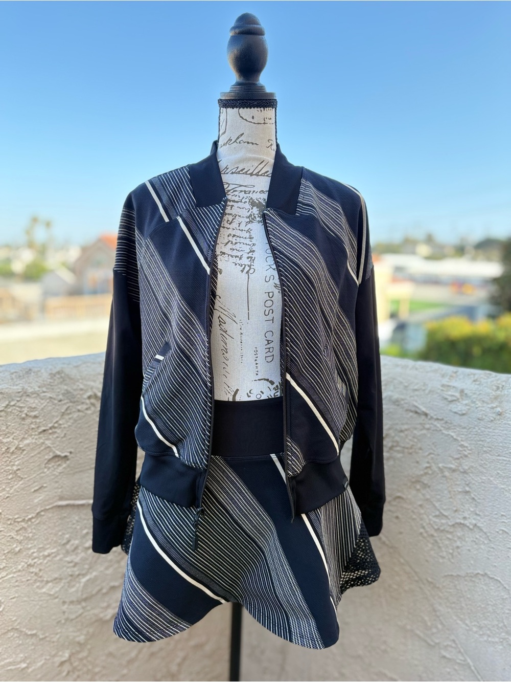 Koral Activewear striped jacquard bomber jacket and skirt two-piece co-ord set S